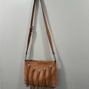 Rebecca minkoff genuine Leather Tassel western fringe Concho Crossbody Bag
